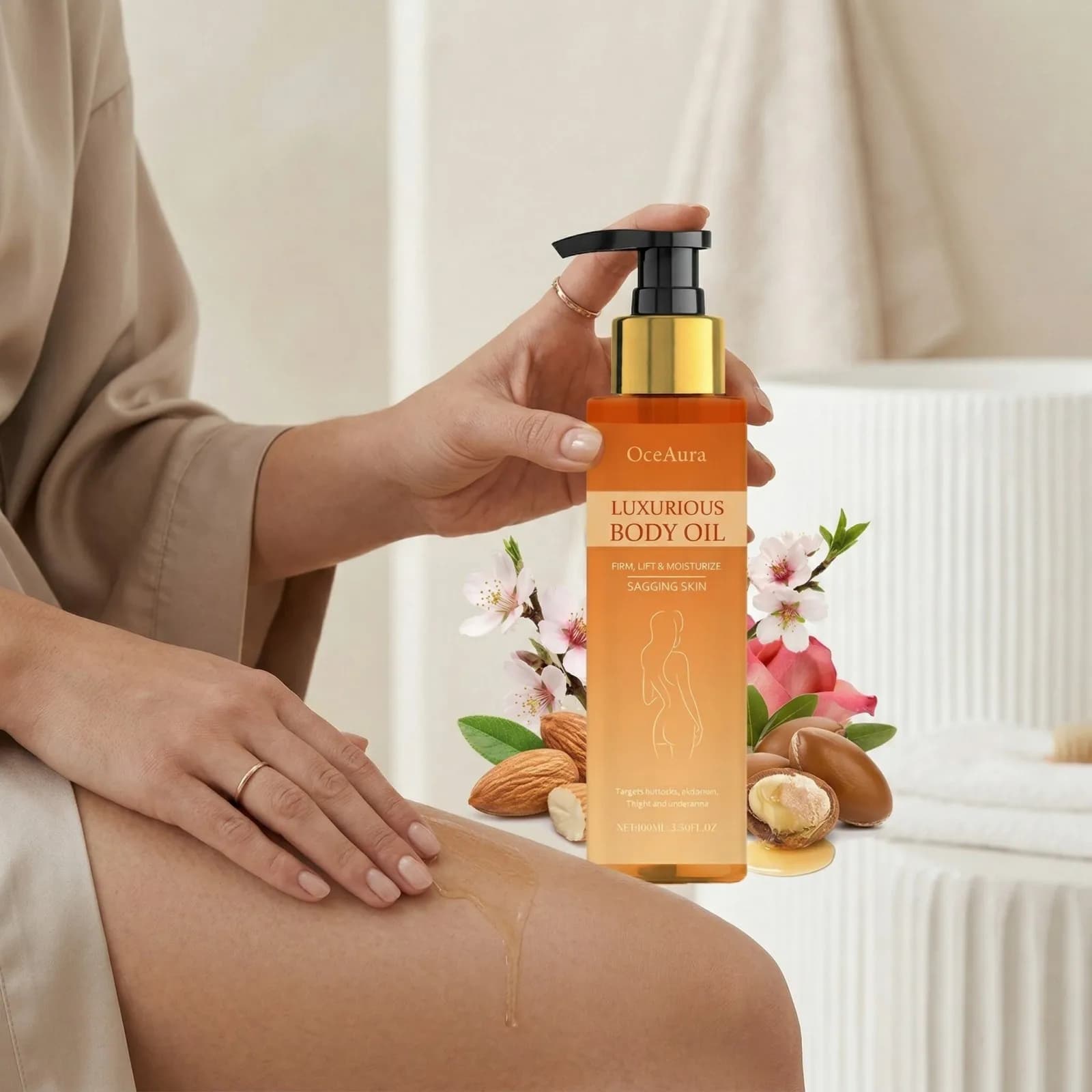 OceAura Massage Oil for the Body Lift Buttocks Thighs Anti Sagging Firm Skin Tightening Rosehip Oil Moisturizing Body Oil 100ml