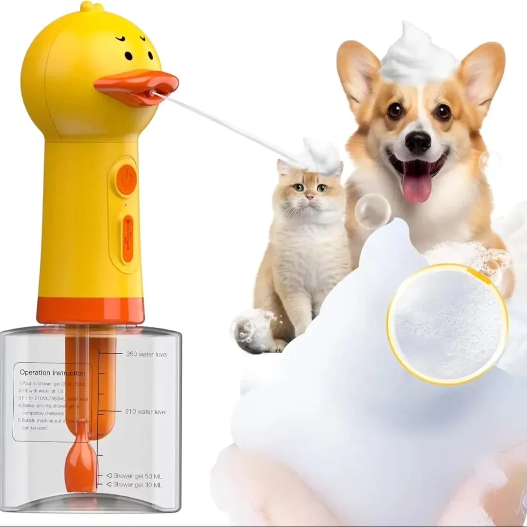 Dispenser Elettrico per Shampoo per Cani, Spruzzatore di Shampoo a Forma di Anatra, Schiumogeno per Shampoo per Animali Domestici, Dispenser di Sapone Schiumogeno per Vasca da Bagno, Lavello della Cucina