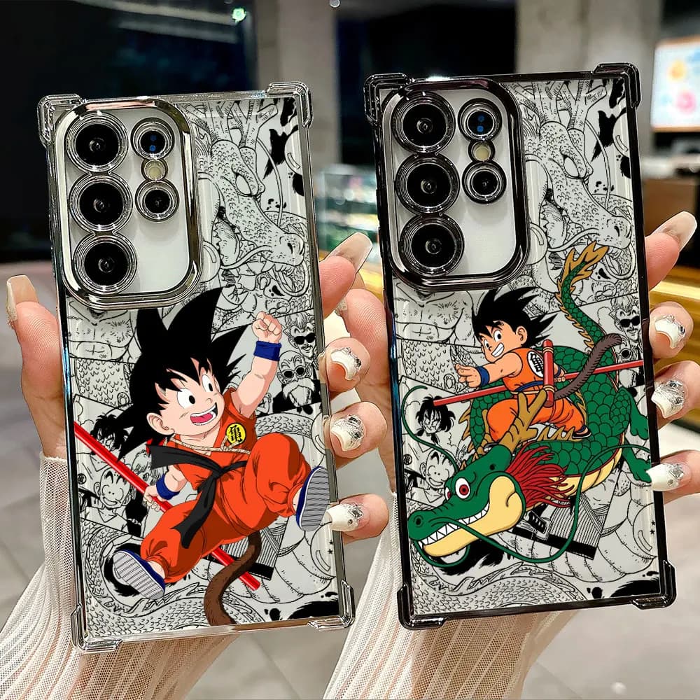 Custodia Morbida per Samsung Galaxy S26 Ultra S25 S24 S23 S21 Ultra S20 FE S25 Plus con Design Drago e Son Goku
