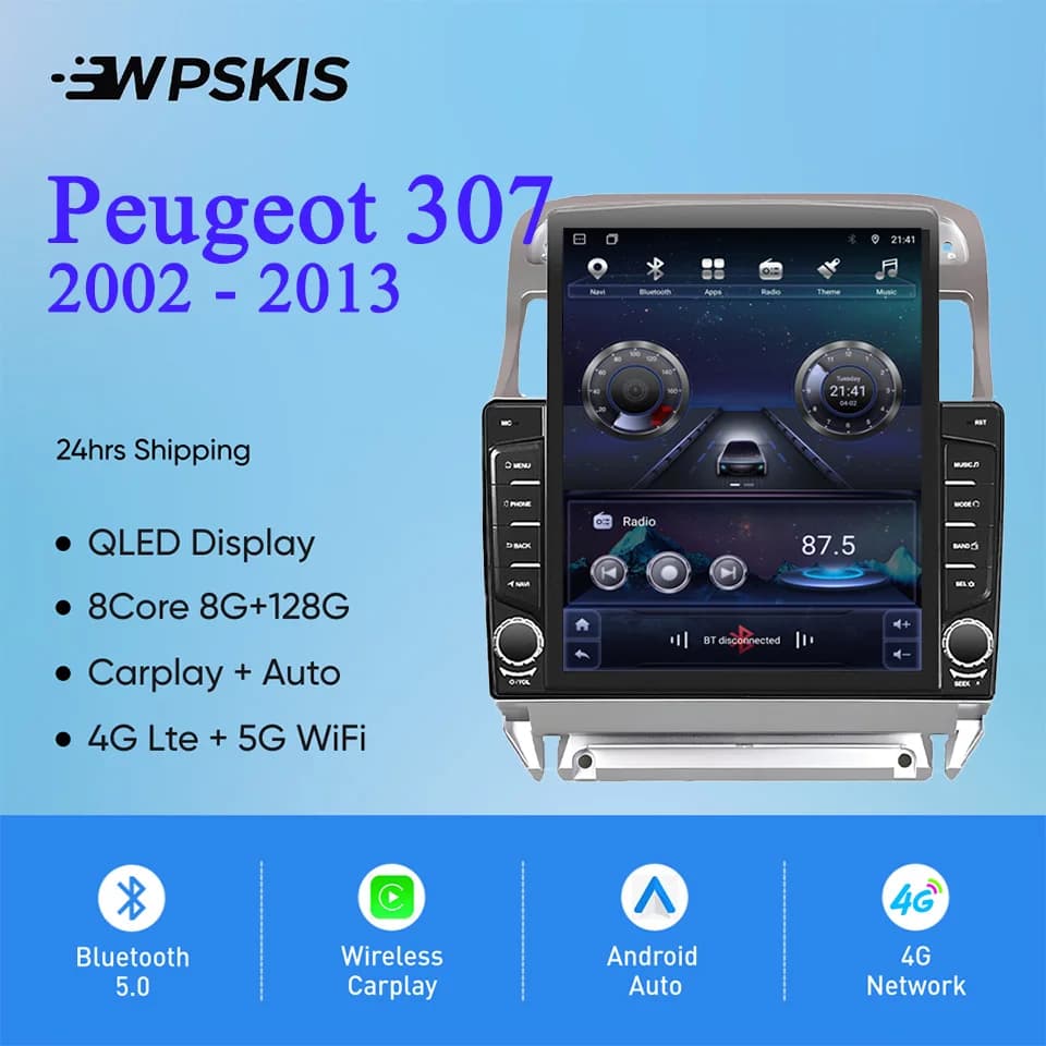 Android 14 8G Ram Per Peugeot 307 307C 307SW 2002 - 2013 Autoradio Video Audio Lettore DVD Unità principale di navigazione GPS Cassetta DVD