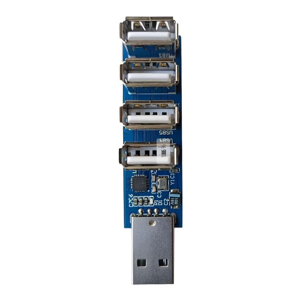 Hub di Espansione USB 2.0 a 4 Porte CH334F, Switch Multi-Porta per Laptop e PC, Progettato per Configurazioni a Basso Profilo e Gestione Semplificata dei Cavi