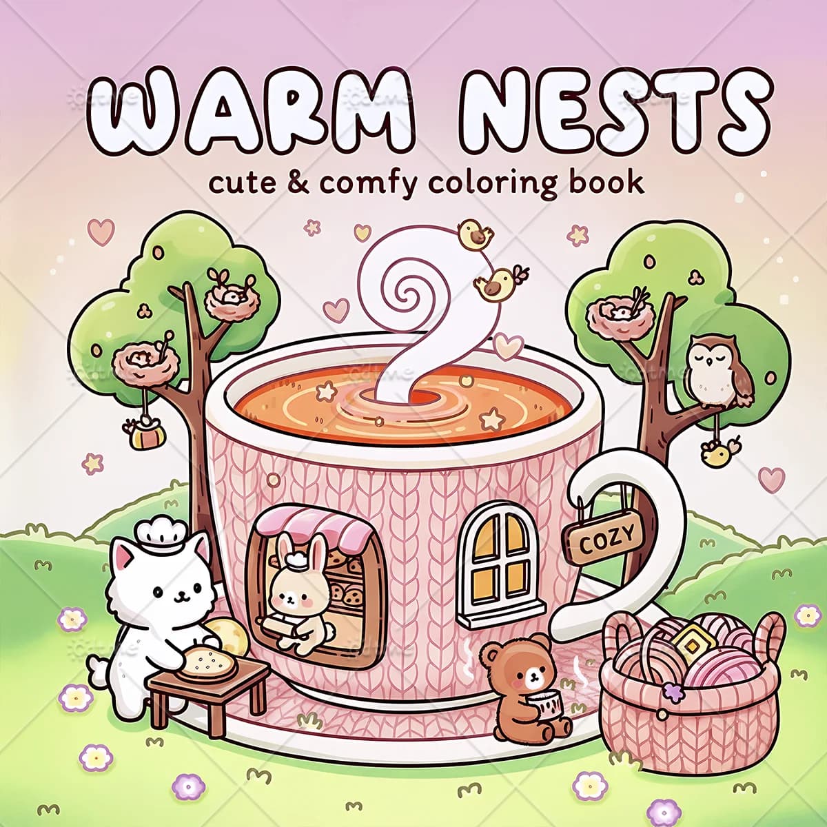 WARM NESTS Bold-easy Patterns Coloring Book for Adults Cute Drawing Book Perfect Gift for Party and Birthday