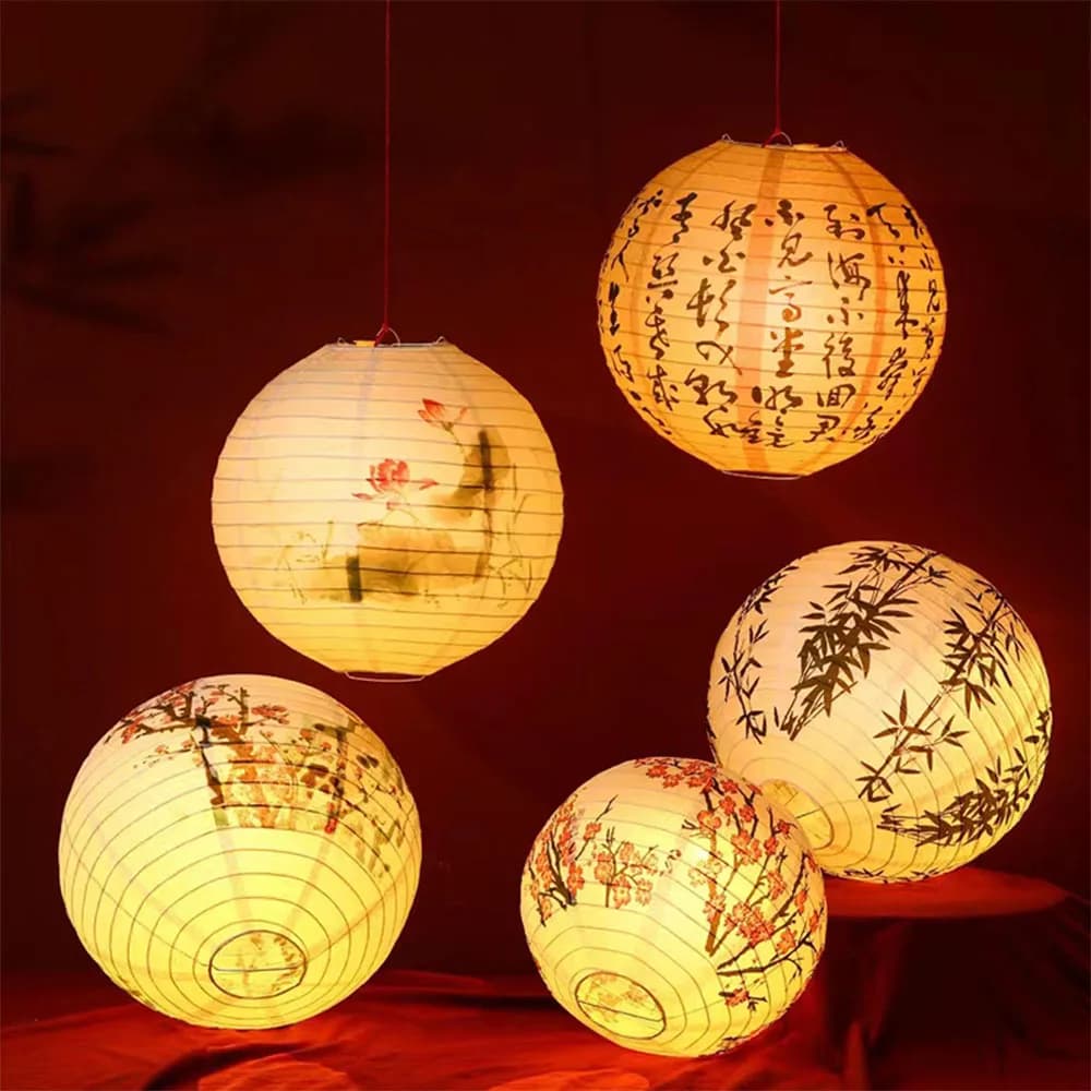 Lanterne di carta orientali fai-da-te Confezione sfusa Decorazioni per feste a tema tradizionale asiatico per ornamenti per la celebrazione del festival di Natale e Capodanno