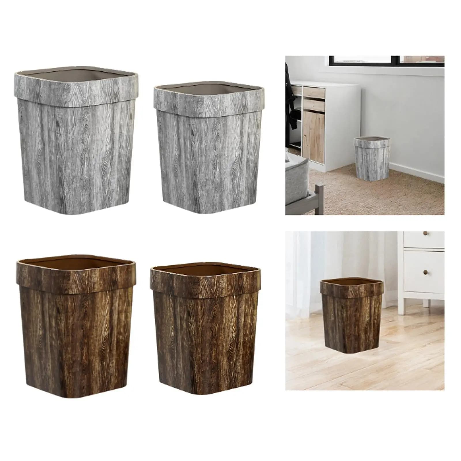 Cestino per Rifiuti Compatto Quadrato Portatile, Contenitore per Riciclaggio Domestico, Bidone della Spazzatura per Decorazione, Cucina, Camera da Letto, Ufficio, Bagno