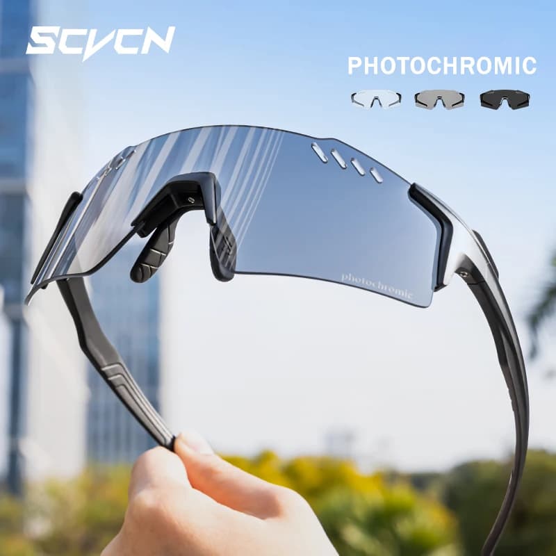 SCVCN Photochromatic Cycling Glasses for UV400 Bike Riding Glasses for Cycling Sports MTB Outdoor Sports Golf Camping Oculars