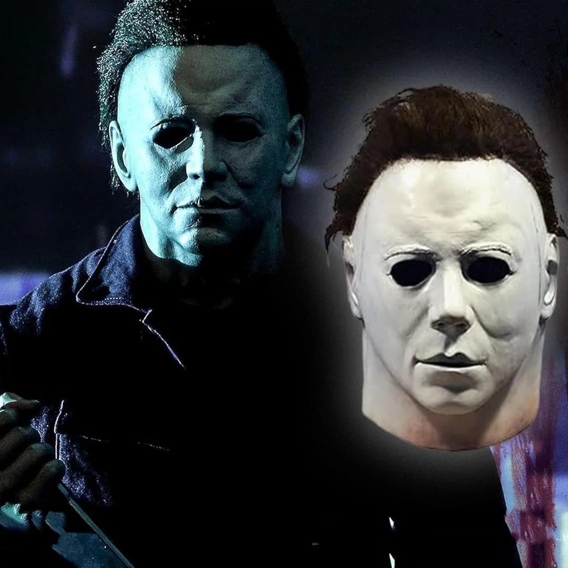 Horror Mask Halloween Party Scary Mask Adult Psycho Killer Cosplay Mask Realistic Full Face Mask with Fake Hair Mike Latex
