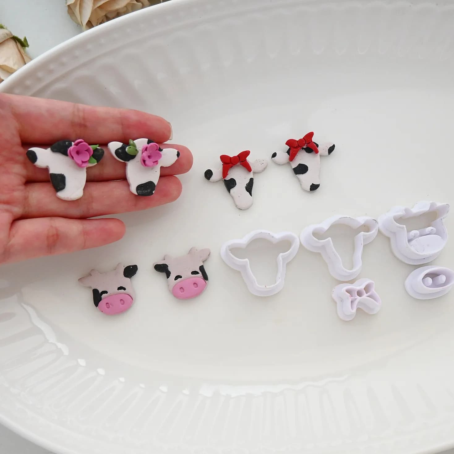 Taglierina per Argilla Polimerica a Forma di Mucca, Strumento per Modellare Orecchini e Ciondoli Fai-da-Te, Stampo per Taglio, Utensile per Ceramica
