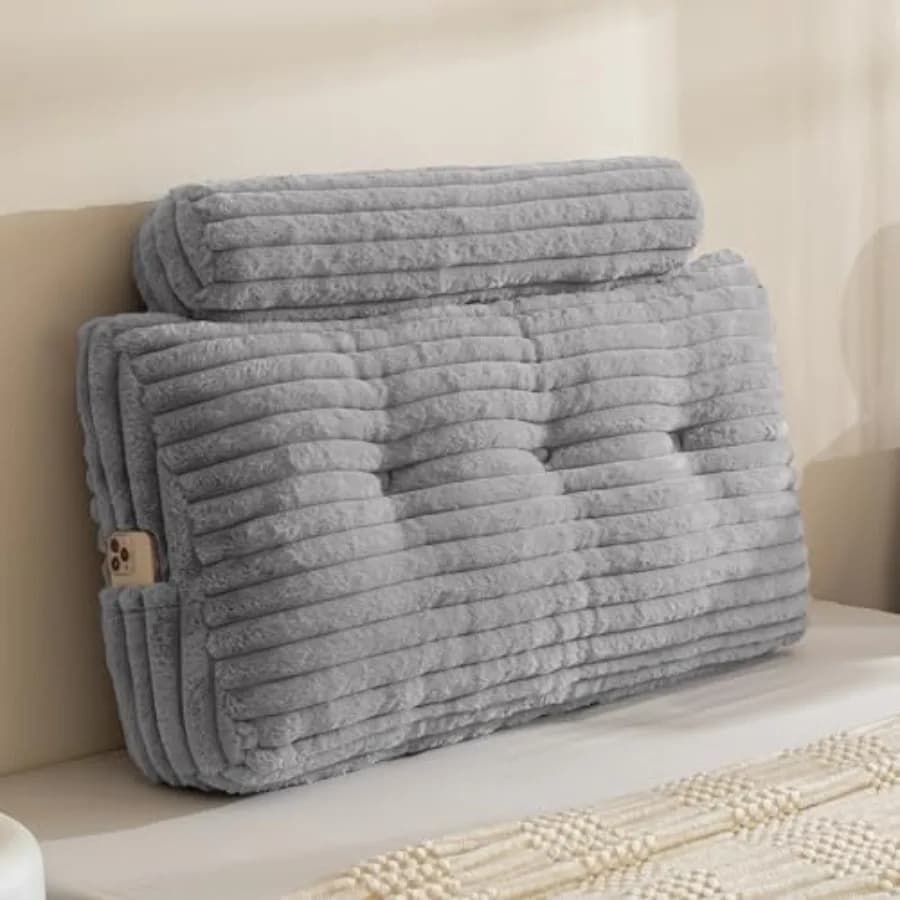 Cuscino triangolare per testiera con cuscino cilindrico e imbottitura in memory foam, cuscini per divano letto per leggere o lavorare seduti