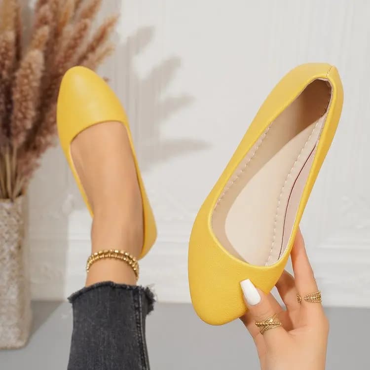 Ballerine da Donna a Punta Tinta Unita, Leggere e Comode, Slip-On per Ufficio, Scuola e Viaggi Quotidiani