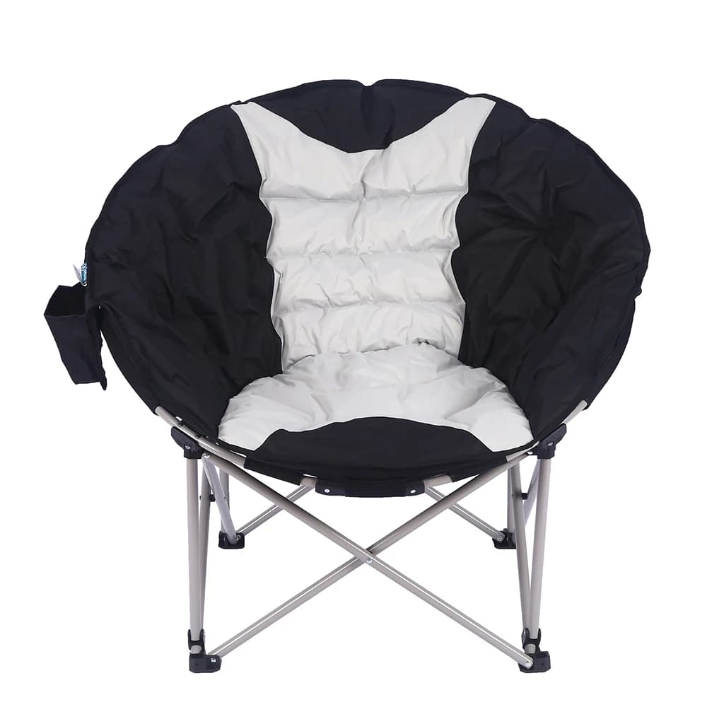 Sedia da Campeggio Rotonda di Lusso Resistente con Cuscino Spesso e Telaio in Metallo, Sedia Luna da Campeggio