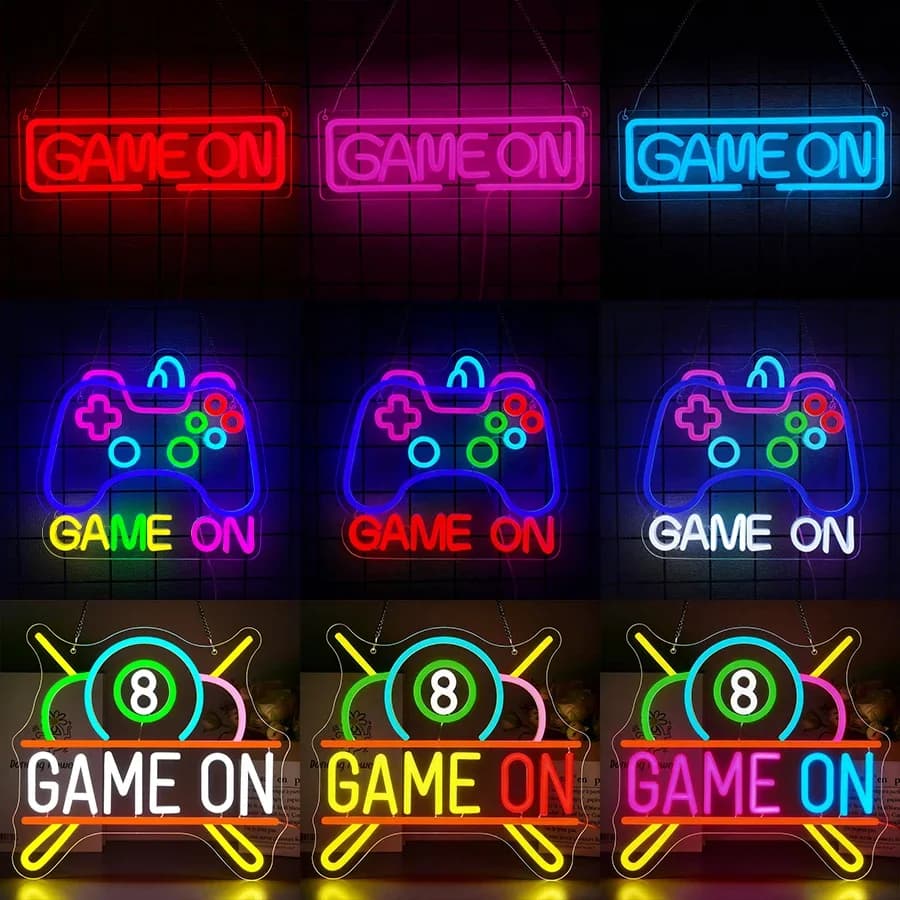 Insegna al Neon a Forma di Gamepad per Camera da Letto, Stanza dei Ragazzi, Decorazione per Sala Giochi, Insegna LED al Neon per Arredamento Murale