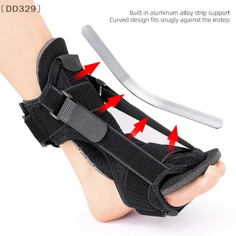 maveraDD329 Anelussare per ortesi regolabile per piede cadente Supporto per caviglia con supporto per fascia plantare Striscia di alluminio Strumento di rinforzo per stecca