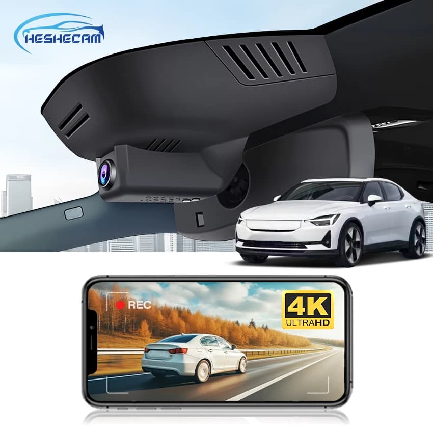 HESHECAM 4K Dash Cam For Polestar 2 2021-2024,Car DVR Camera,OEM Design Video Recorder,Plug and Play WiFi Dashcam, for Polestar2