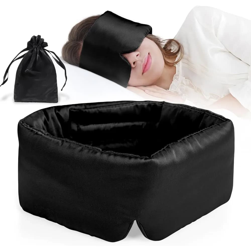 Mascherina per Dormire in Seta, Comoda e Morbida per un Sonno Profondo, Effetto Oscurante, Lunghezza Regolabile, Maschere per Occhi per Dormire per Donne e Uomini
