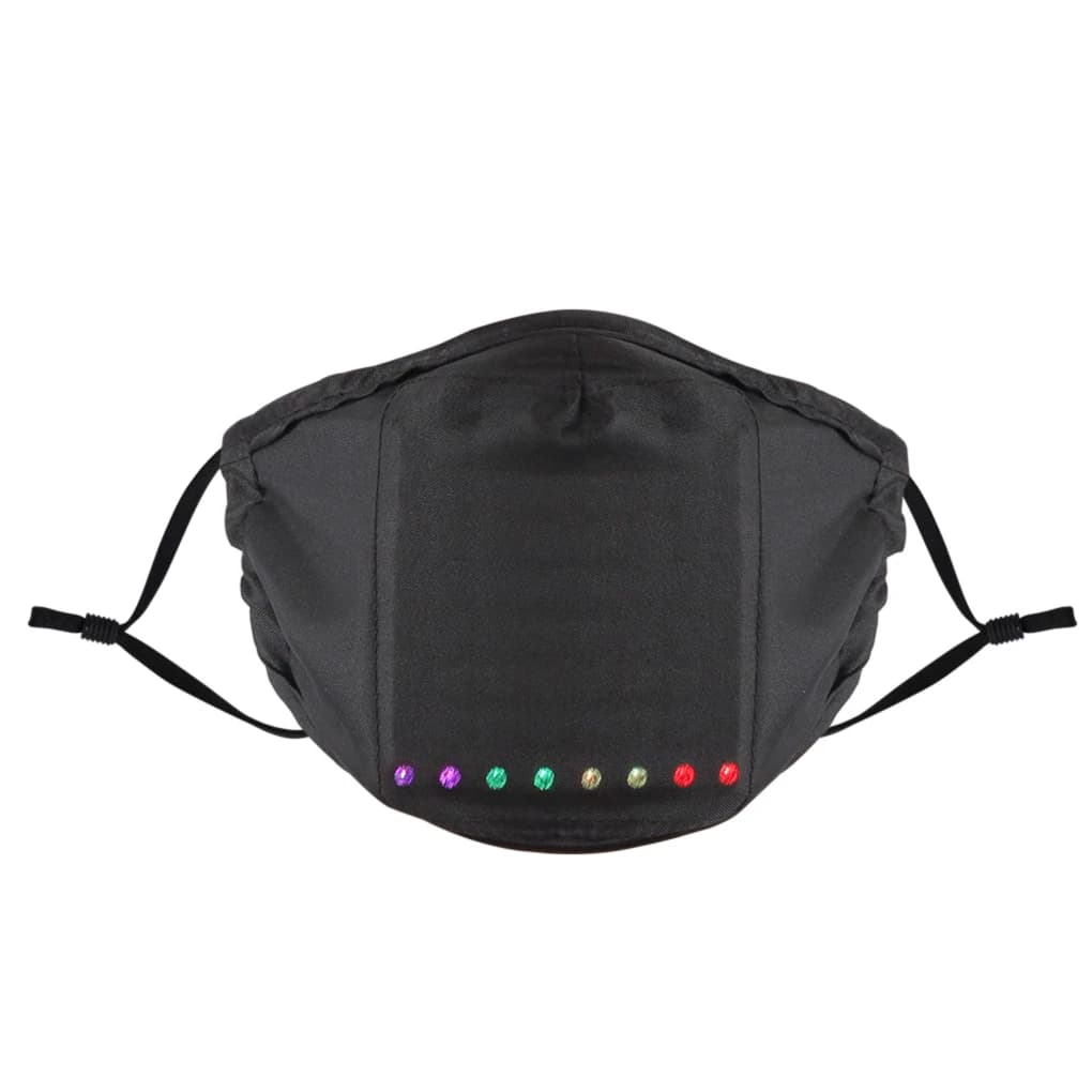 Maschera LED Nera con Controllo Vocale, Ideale per Eventi di Halloween e Cosplay, Maschera per Halloween Nera + 2 Pezzi 21,5x12cm