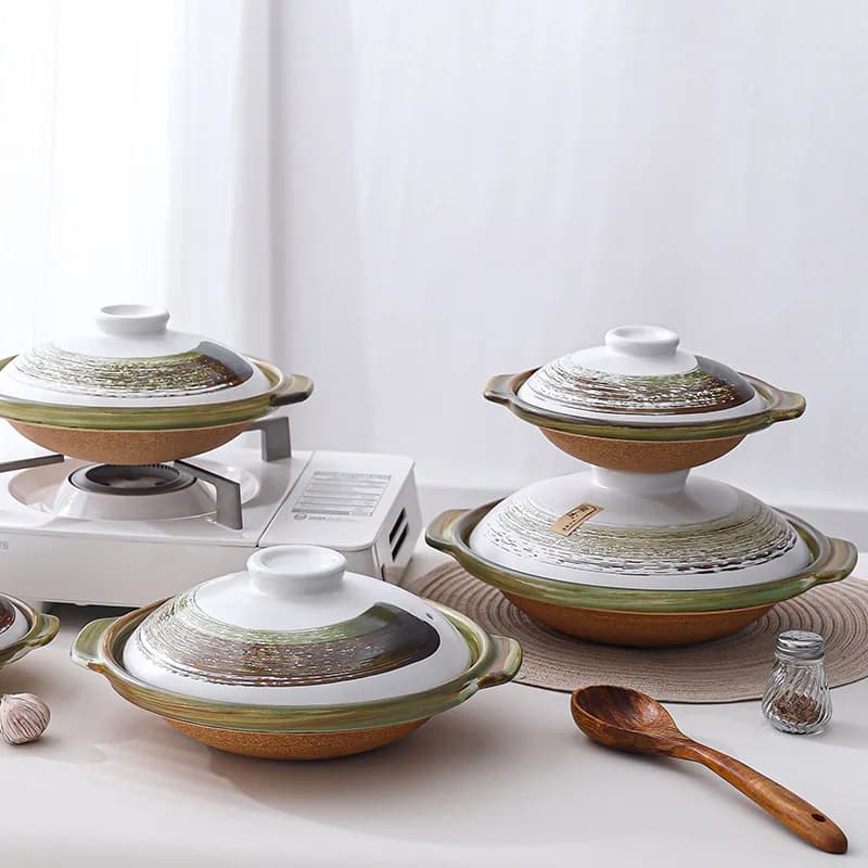 Ceramica Resistente alle alte temperature Cottura a secco Padella Fornello a gas per riso Casseruola in ceramica Pentola per casseruola poco profonda