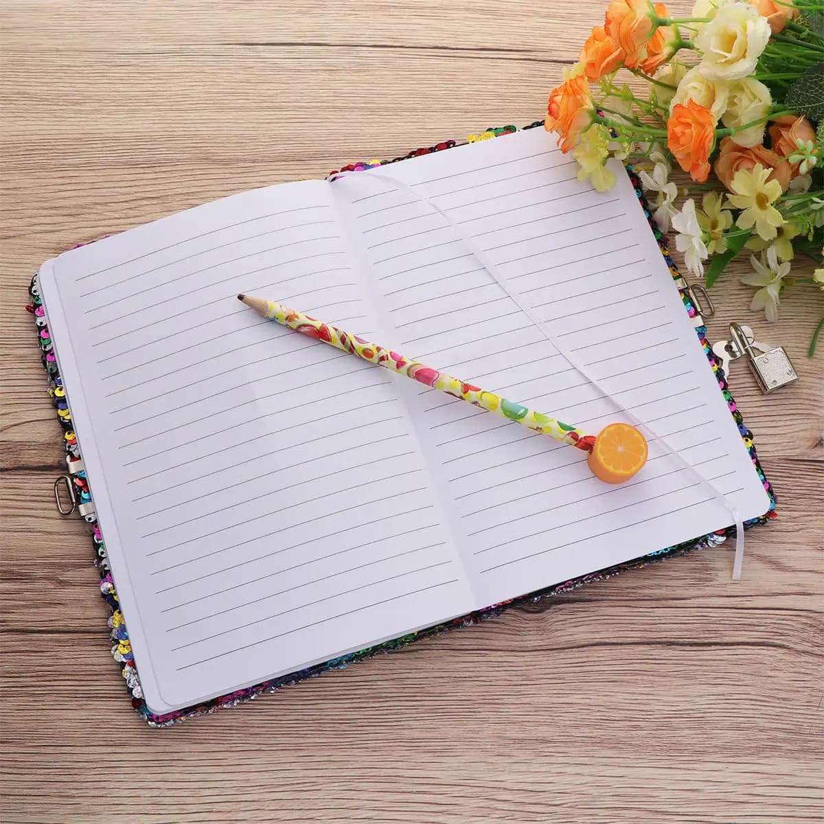 Sequin Notebook Notepad with Thick Protective Sparkle Cover Ideal for Travel Diary Poetry Journal Idea List Sketchbook Daily