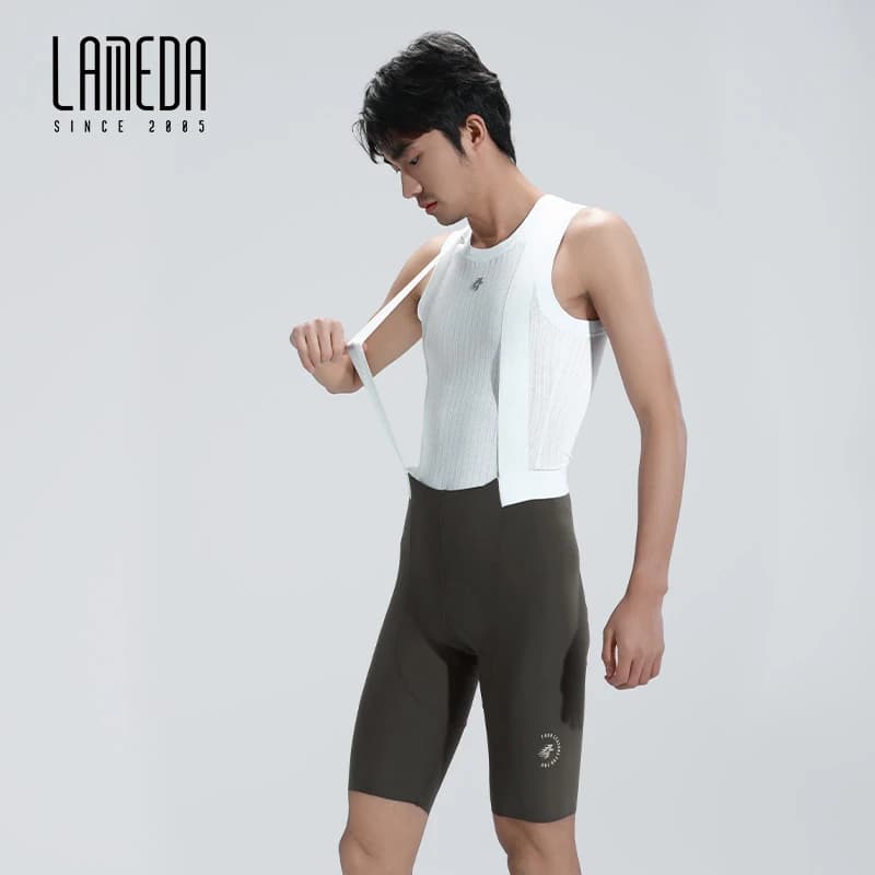 LAMEDA Pantaloncini da Ciclismo con Bretelle per Lunghe Distanze, Pantaloni da Bicicletta ad Asciugatura Rapida, Abbigliamento da Ciclismo a Vita Alta