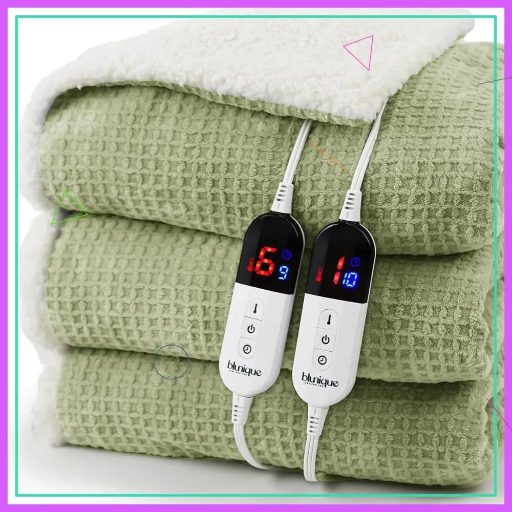 Coperta Riscaldante Queen Size con Doppio Controllo, Riscaldamento Rapido in Pile Sherpa, 6 Livelli e Spegnimento Automatico, Certificata ETL