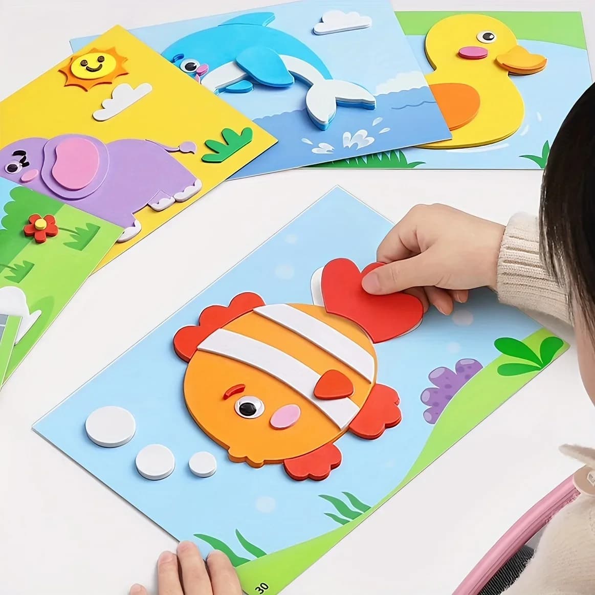 10 pieces set of EVA 3D foam stickers DIY cartoon animal learning education painting sticker art classroom painting puzzle Handicra