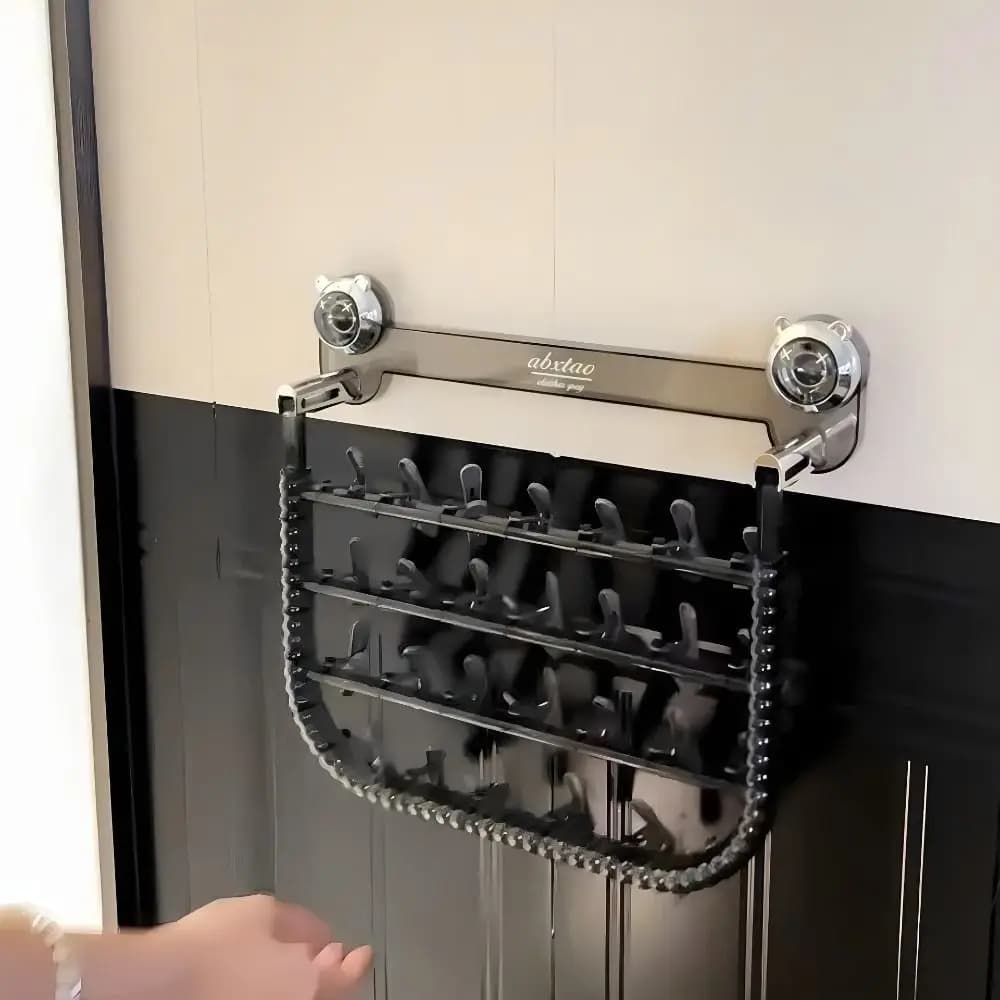 Foldable wall-mounted handle for children's clothes Antivento 27 clips Clothes rack for balcony Towels