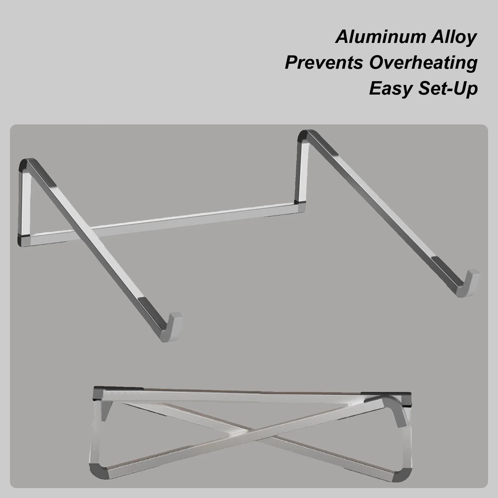 Supporto per laptop pieghevole Staffa di raffreddamento per laptop in lega di alluminio Supporto di raffreddamento per laptop con altezza crescente per laptop da 11-17 pollici