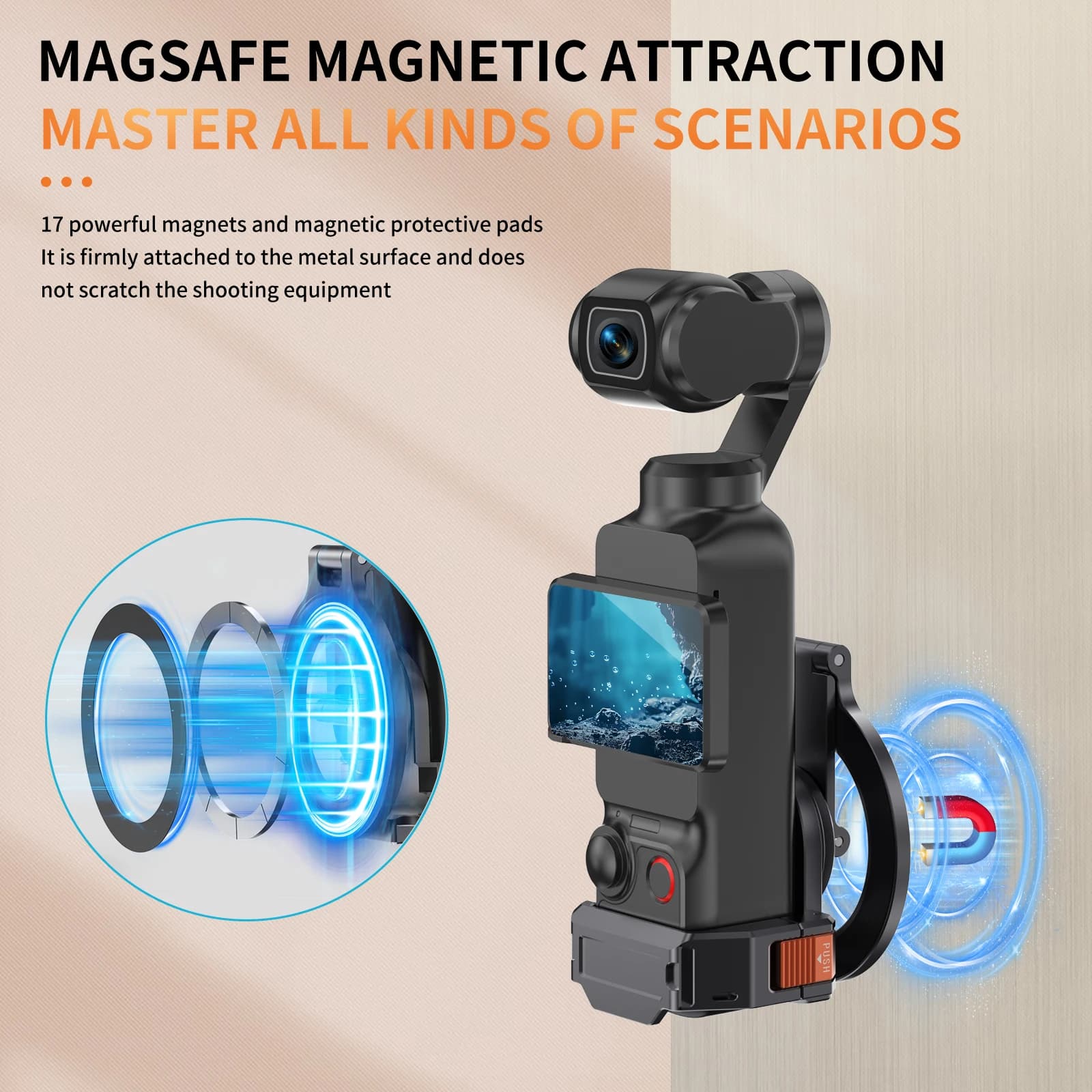 FOTGA Metal PK05 Magsafe Magnetic Phone Stand For DJI Osmo Pocket 3/4 Action Camera Expansion Bracket Cold Shoe Portable Outdoor
