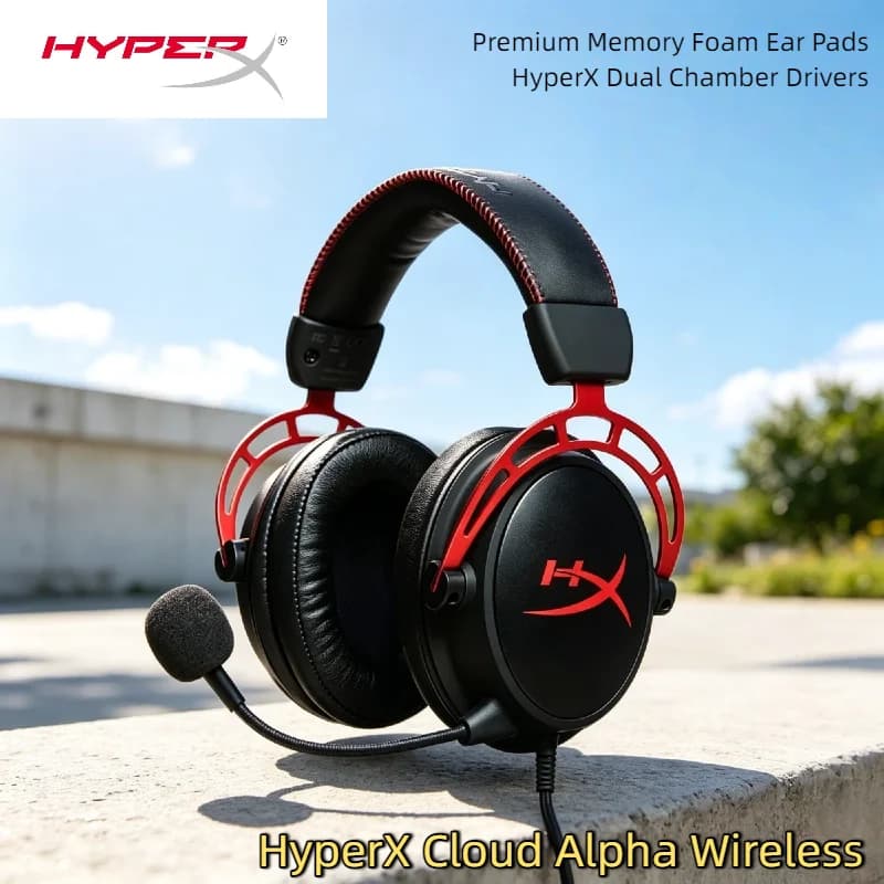 Cuffie Wireless HyperX Cloud Alpha con Memoria di Forma, 300 Ore di Autonomia per PC, Audio Spaziale DTS Headphone X, Gaming Avanzato