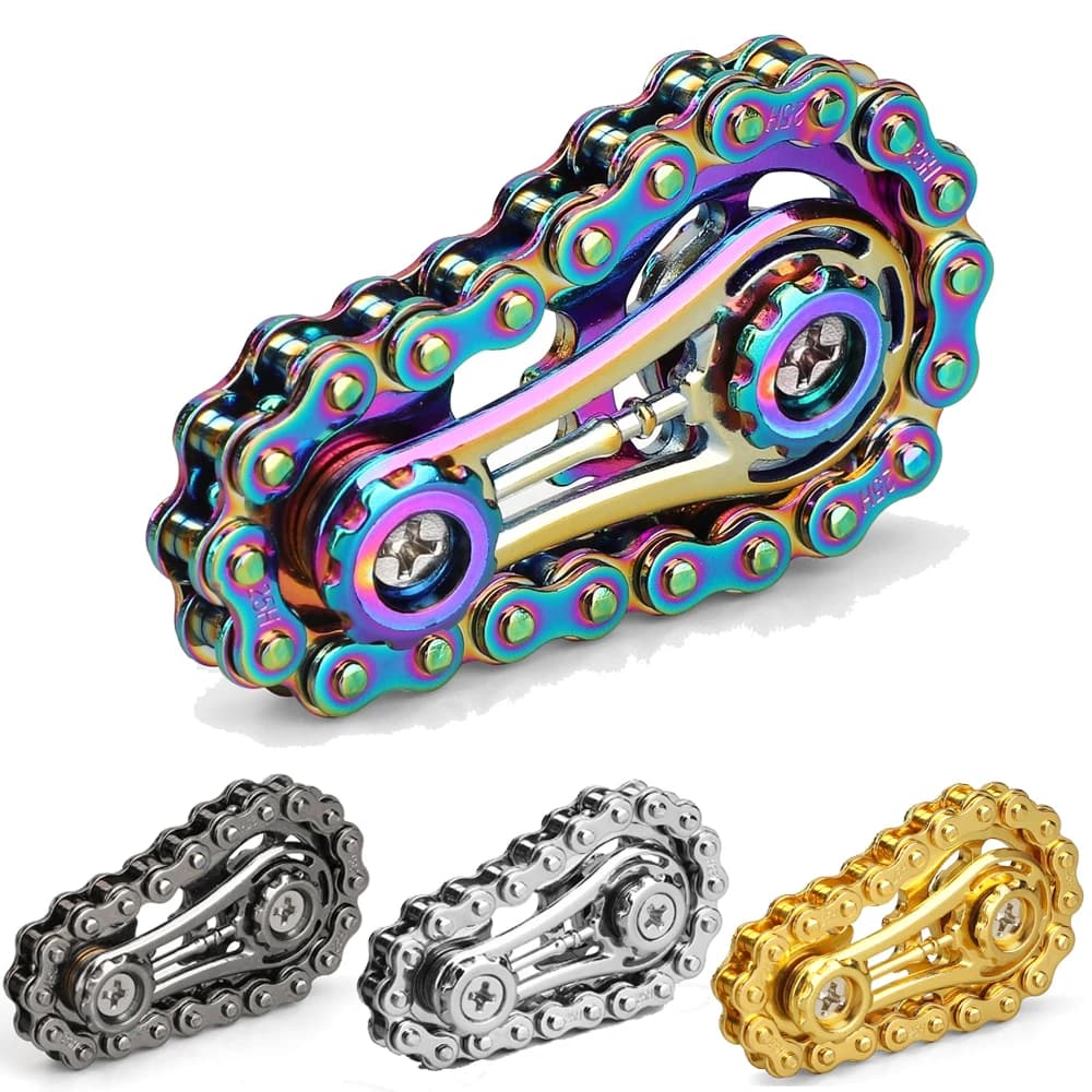 Chains Gear Fidget Spinner Gyroscope Fingertip Sprocket Hand Spinner Chain Gear Metal Spinning Top Wheel Gear Chain Gyroscope