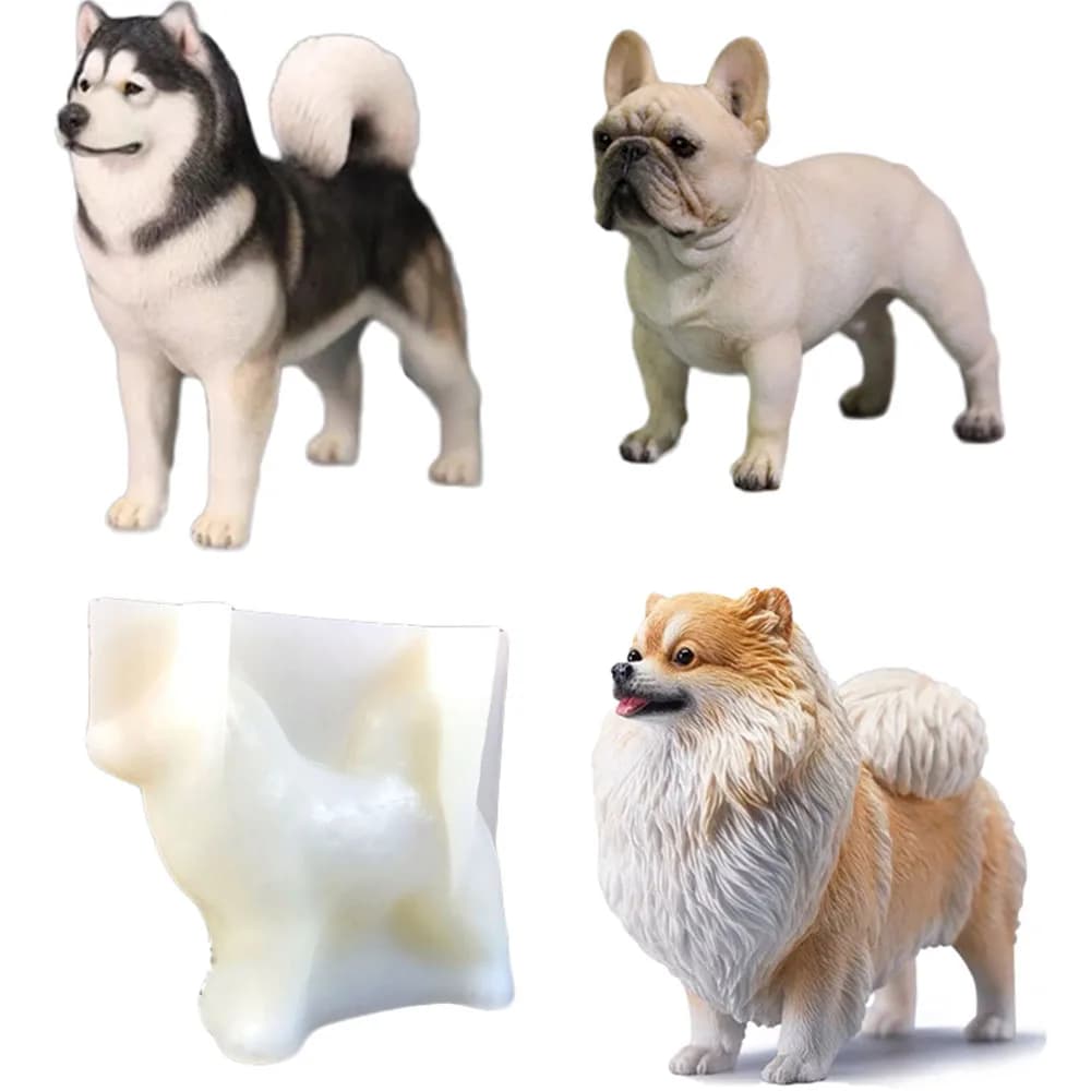 Vari modelli di cani Stampo in silicone, resina epossidica Pomerania Bulldog Chihuahua Stampi per cuccioli per regali di animali domestici, Stampi in gesso in gesso