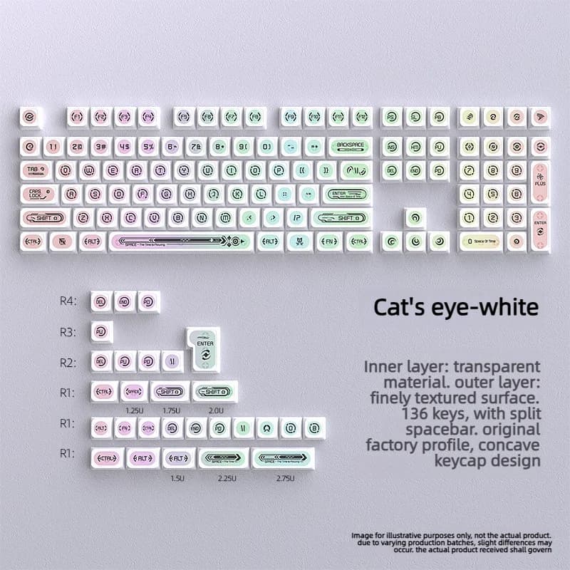 Cat Eyes White Keycaps Profilo Originale Set Completo PBT Sublimazione a colori personalizzata per tastiera meccanica
