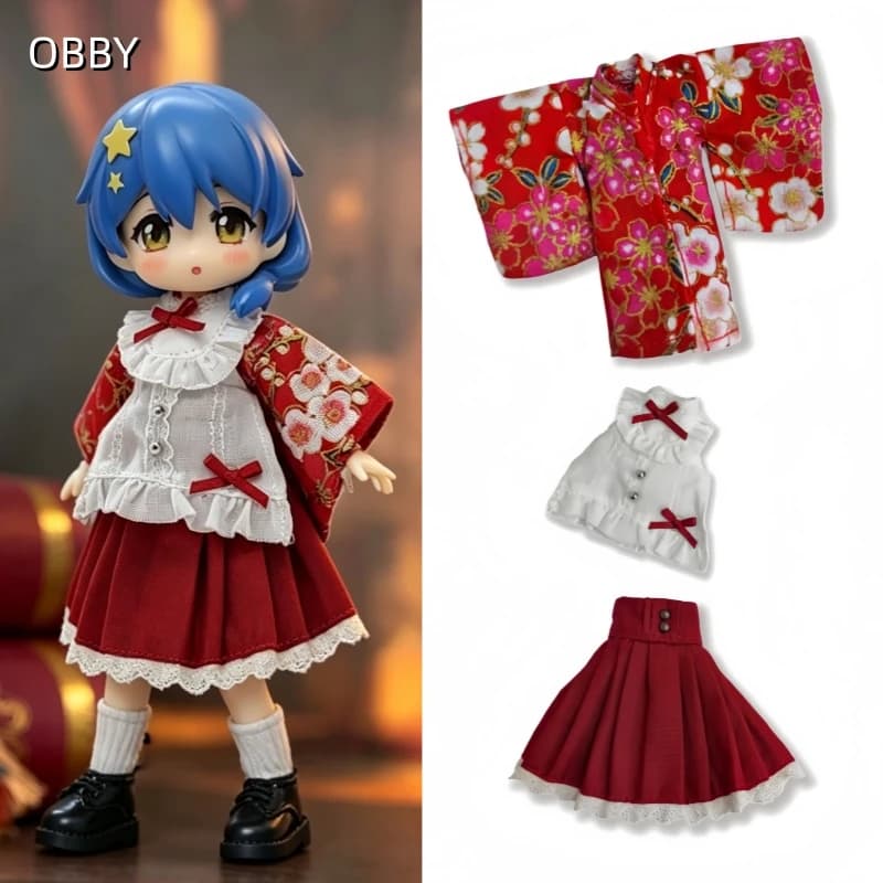 Set Giacca in Denim e T-shirt per Bambole Obitsu 11, Compatibile con OB11 Gsc 1/12 Bjd Molly P9 P10, Abbigliamento per Bambole NAGI