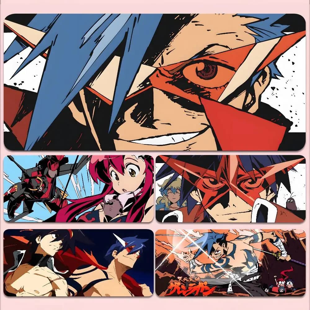 Anime Gurren Lagann Mousepad antiscivolo adatto per computer da ufficio Laptop E-sport Tappetini da scrivania per giochi Tastiera XXL