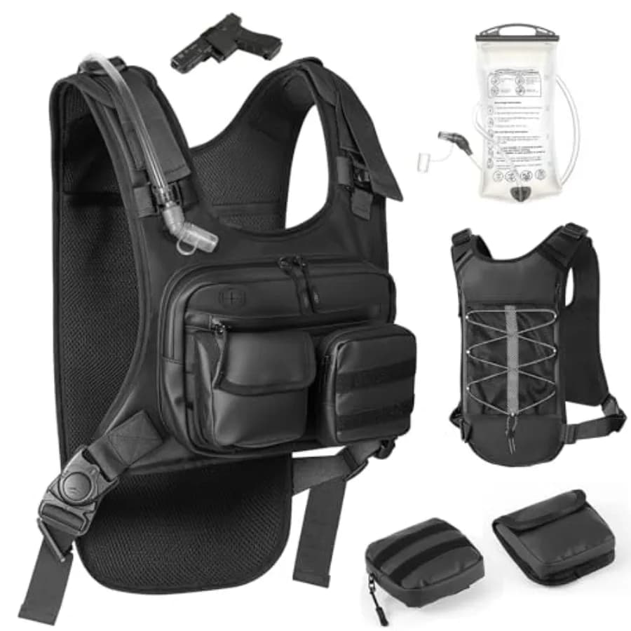 Zaino idrico con sacca d'acqua da 2L, zaino idrico leggero riflettente con portaoggetti, per corsa