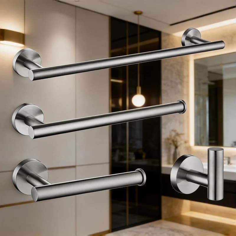 Set di Accessori per Bagno in Nichel Spazzolato, Moderno Portasciugamani da 18 Pollici, Montaggio a Parete, Set di Accessori per Bagno in Acciaio Inox SUS304