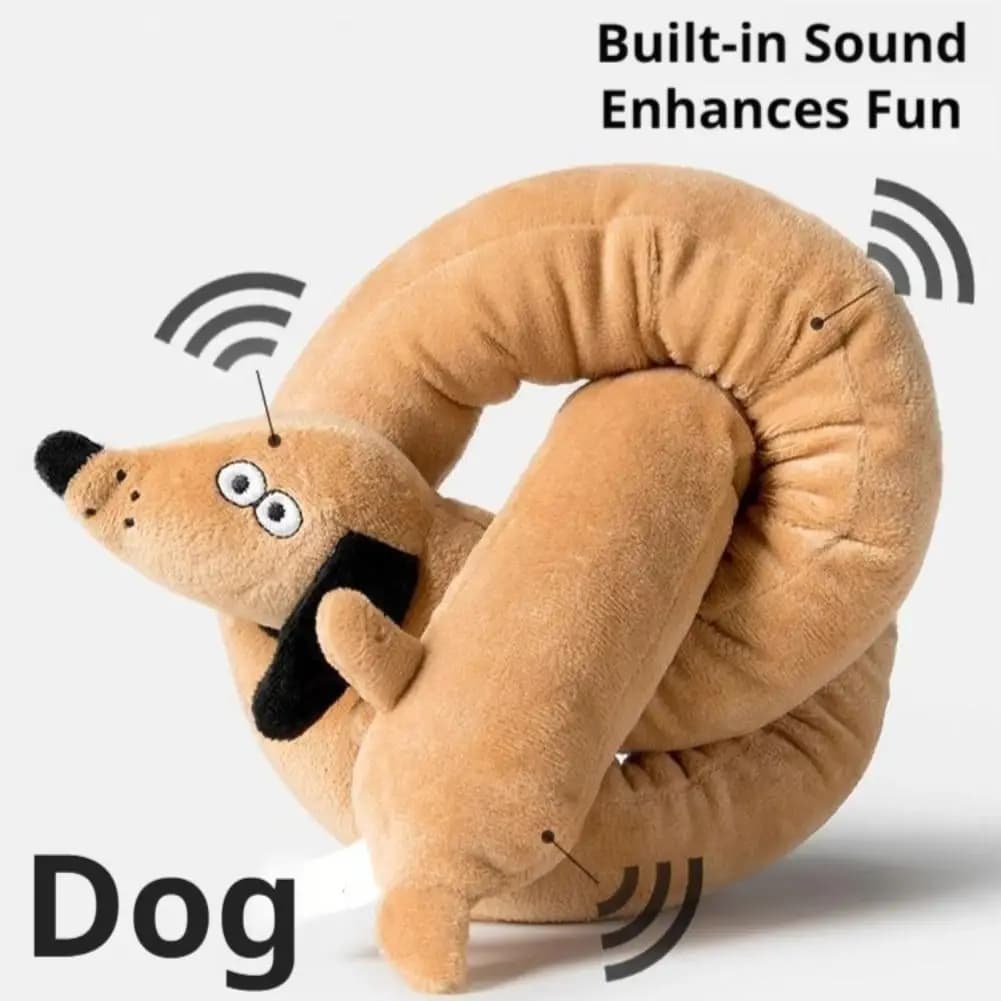 Peluche a Forma di Cane Salame Lungo con Squeaker per Gioco Interattivo e Alleviamento della Noia, Design Resistente ai Morsi per Cuccioli