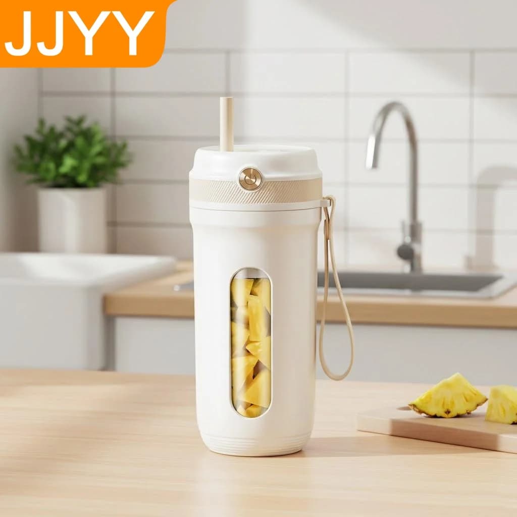 Frullatore Portatile Ricaricabile USB, Mini Spremiagrumi Elettrico, Tritaghiaccio, con Cannuccia Staccabile, Potente per Casa e Cucina