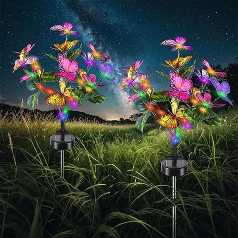 Lampada Solare a LED a Forma di Farfalla, Luci da Giardino, Decorazione per Matrimoni, Feste, Recinzioni, Cortili, Luci Natalizie da Esterno