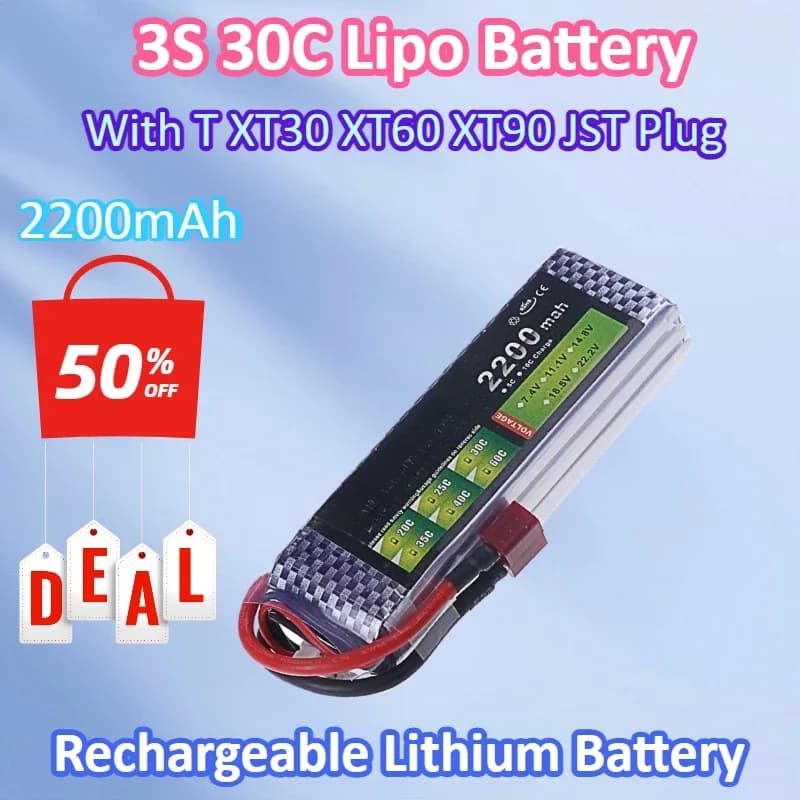 3S 30C 11.1V 2200mAh Lipo Batteria ricaricabile per RC Drone Auto Aerei Elicotteri Barche Giocattoli Robot Batteria ai polimeri di litio