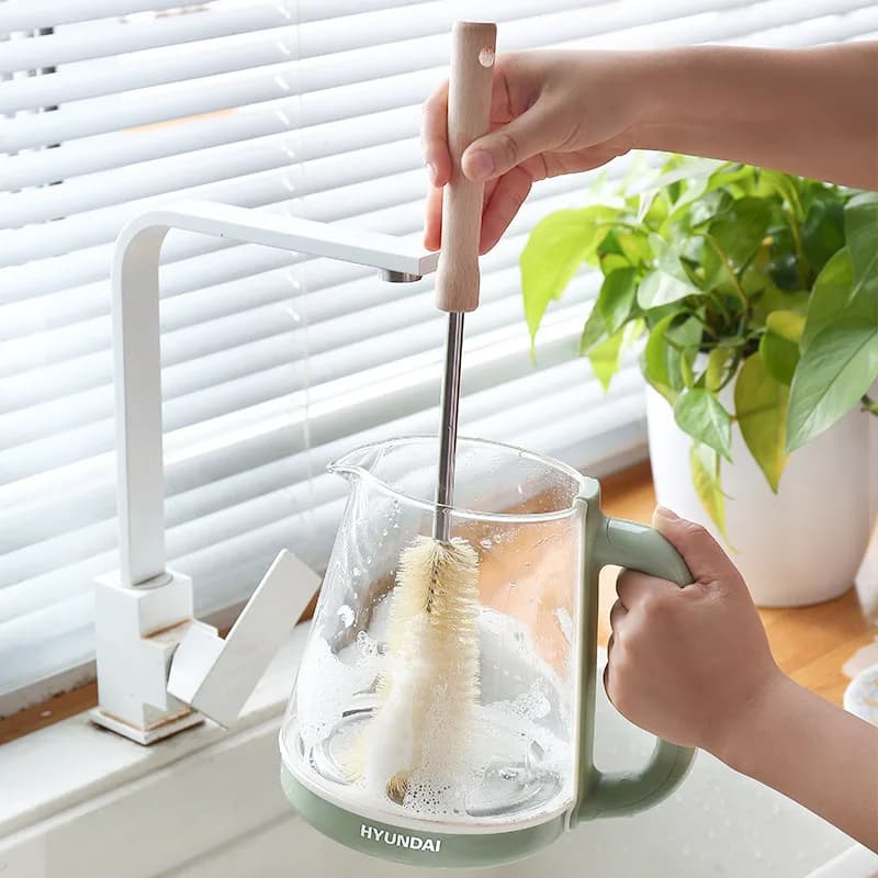 Strumenti per la pulizia della cucina Bottiglie per bevande Spazzole per vetri Spazzola per la pulizia con manico lungo in legno