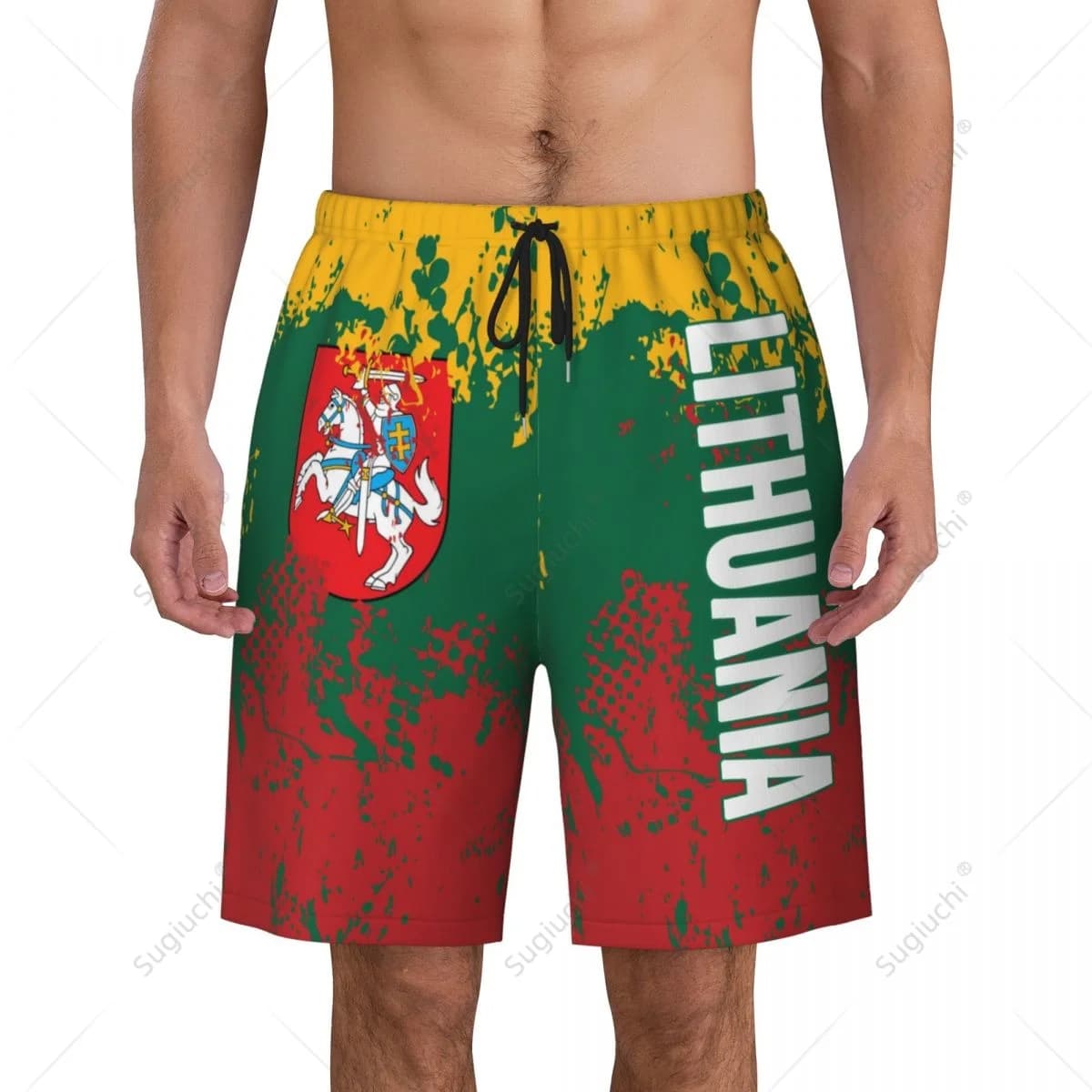 Men's Lithuania Flag Beach Pants Board Shorts Surfing Boys Soccer Cycling Swimwear Running Polyester