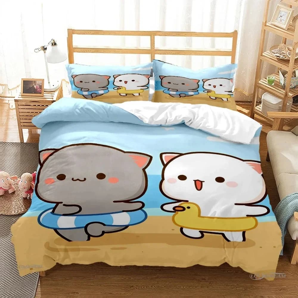 Cute Bubu Dudu Cartoon Bear Panda Comfortable Duvet Quilt Cover Pillowcase Bedding Set Children Bedroom Decoration Home Textile