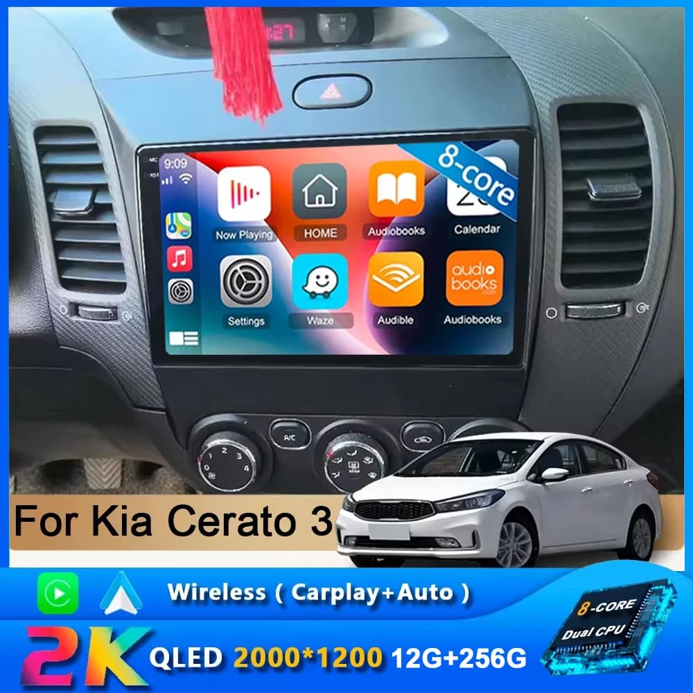 9 "Android 15 For Kia Cerato 3 K3 Forte 2013 - 2017 Autoradio Multimedia Video Player GPS Navigation Carplay 2 Din 4G