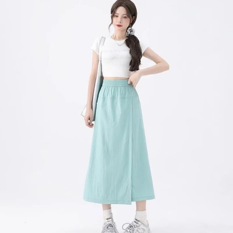 Gonna Pantalone da Donna Stile Yamamoto a Vita Alta con Spacco, Gonna Pantalone Cargo Aderente, Gonna Casual Estiva alla Moda per Donna