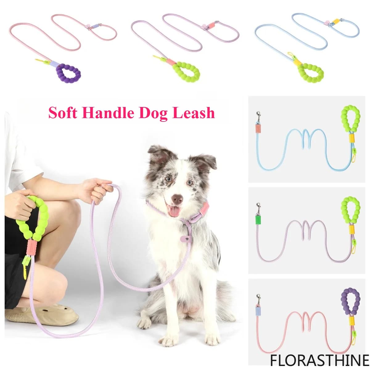 Dog Leash Can be Worn Cross-body Cloud Foam Cotton Contrast Handle Color Rope Puppy Goes Out for Pet Walking