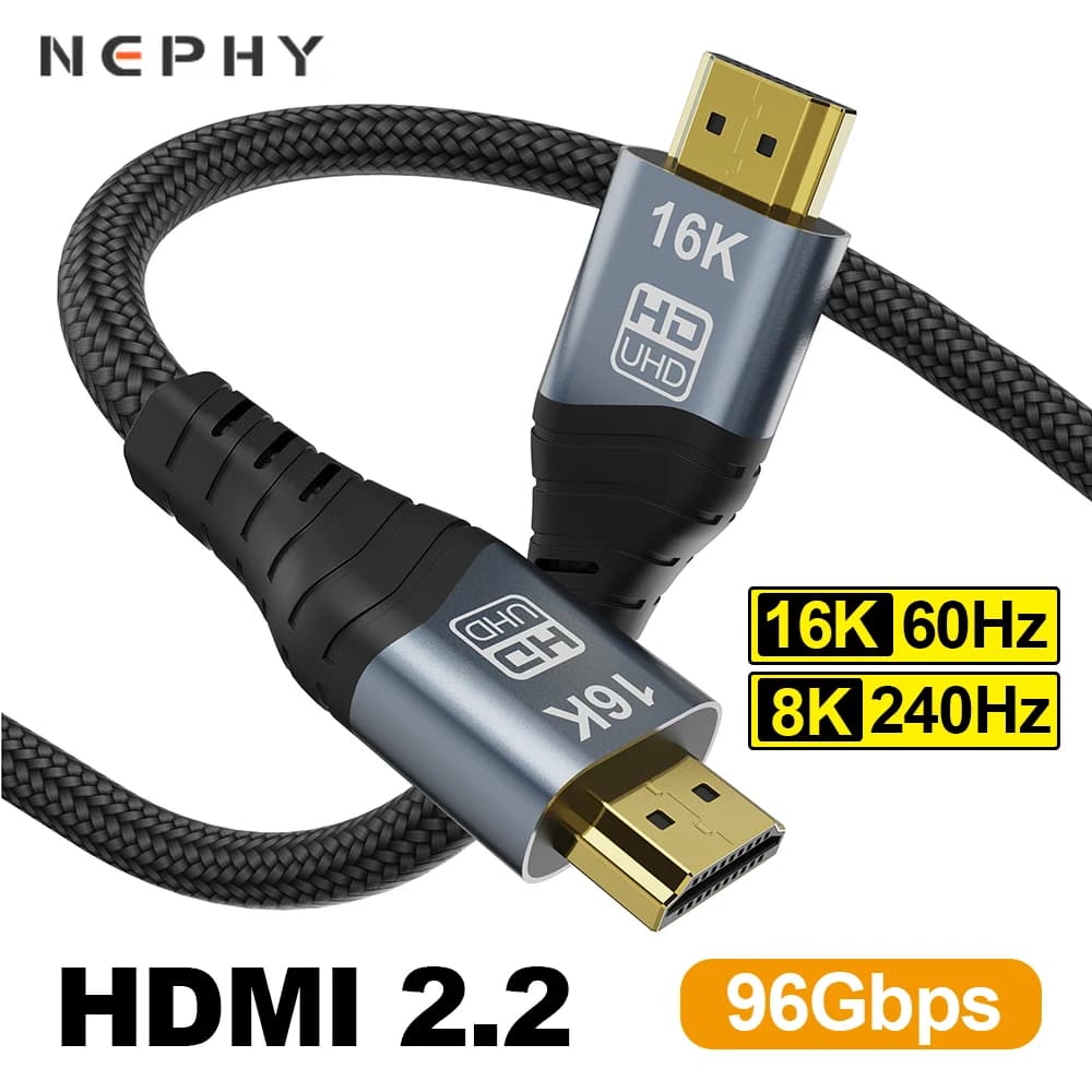 Cavo HDMI 2.2 16K 60HZ 8K 120HZ 4K 240Hz per PS5, Xbox, HDTV, Monitor PC, 96Gbps Ultra High Speed, eARC HDR, cavo video 1M 2M 3M 5M