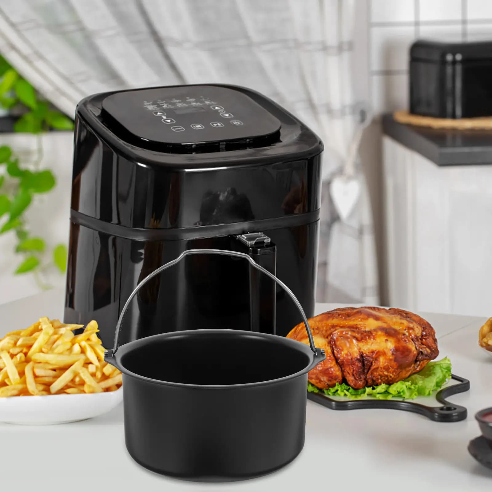 Multifunction Round Canvas for Air Fryer, Furnace Accessories, Pizza Dryer, Metal Stamp, Air and Oven Fryer Tray