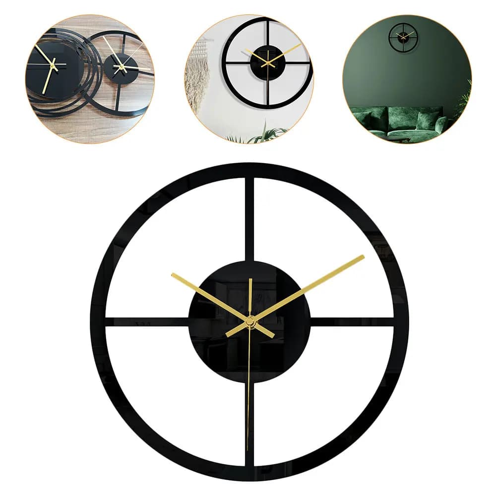 Orologio da Parete 3D in Acrilico Nero, Meccanismo Silenzioso, Leggero, Decorativo per Camera da Letto, Soggiorno, Hotel, Bar