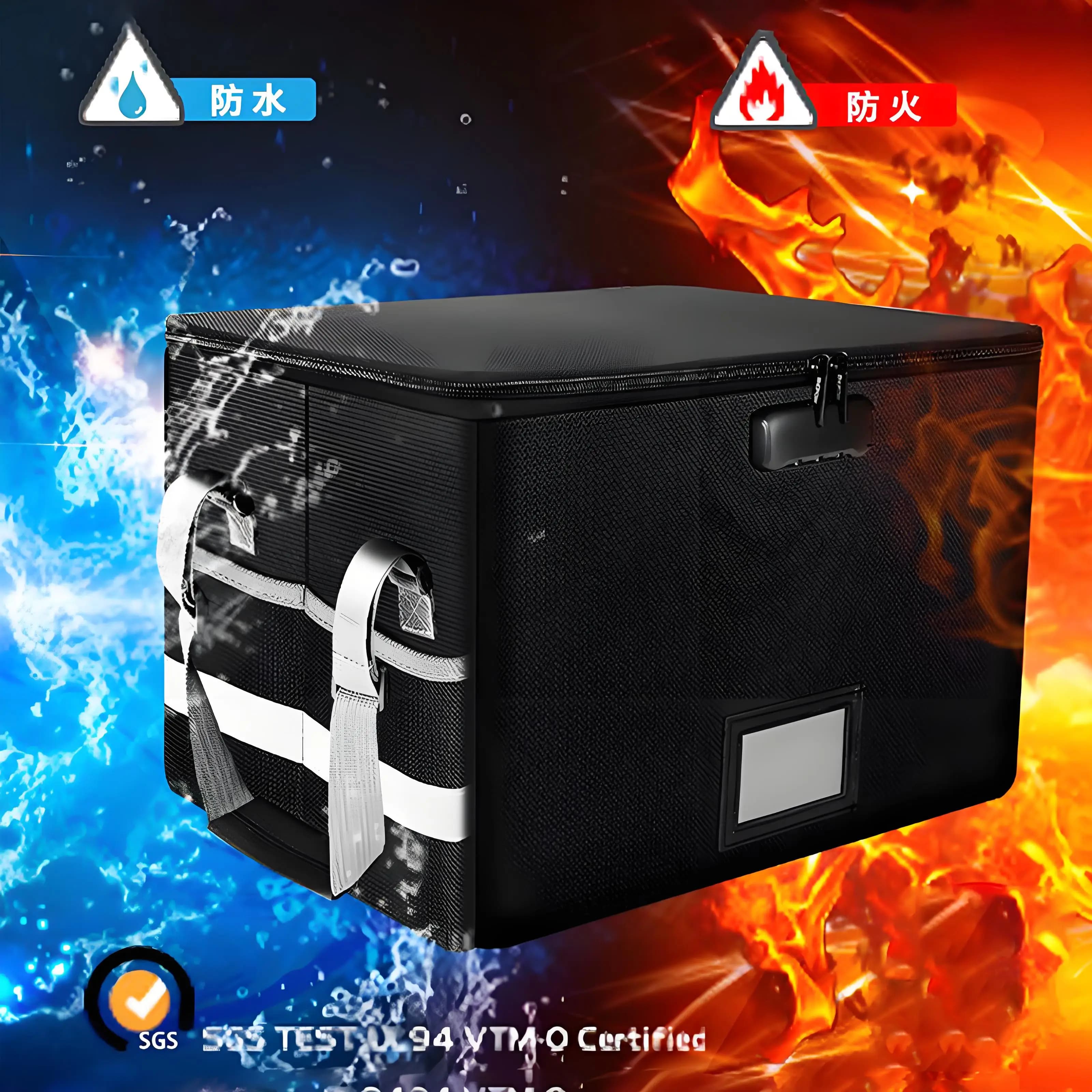‌Fireproof Waterproof Storage Box Foldable Travel Suitcase Zippered Organizer Thickened Lockable Large Capacity Container