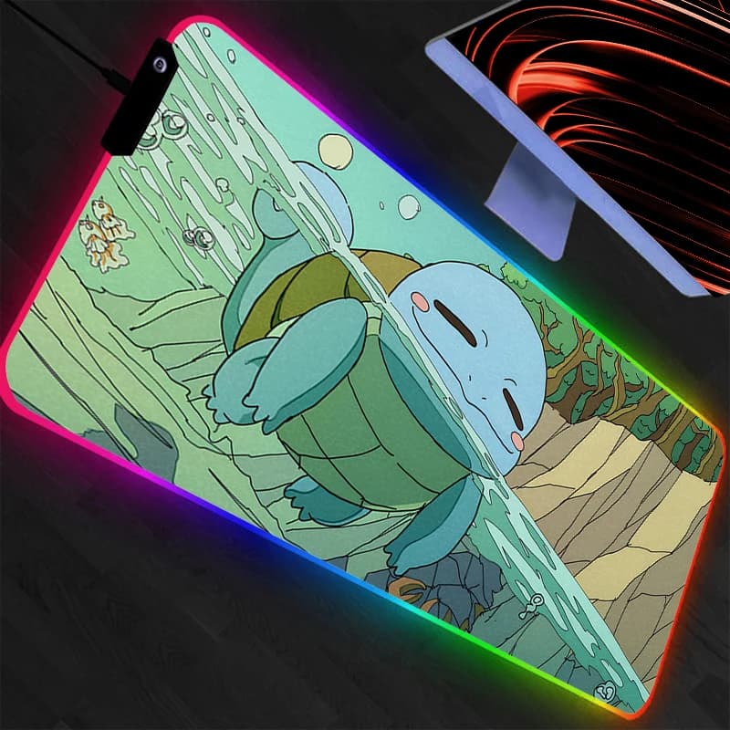 Tappetino Mouse LED per Gamer, Decorazione Scrivania, Mousepad RGB XXL, Accessori Gaming, Tappetino Retroilluminato per Tastiera Pokemon Pikachu